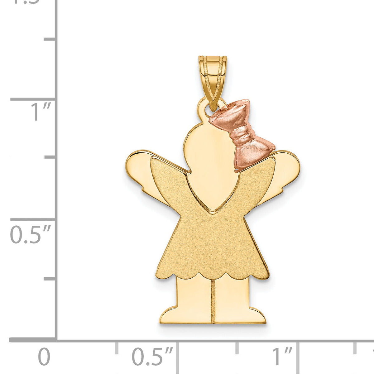 14k Two-Tone Large Girl with Bow on Right Engravable Charm-XK402