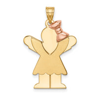14k Two-Tone Large Girl with Bow on Right Engravable Charm-XK402