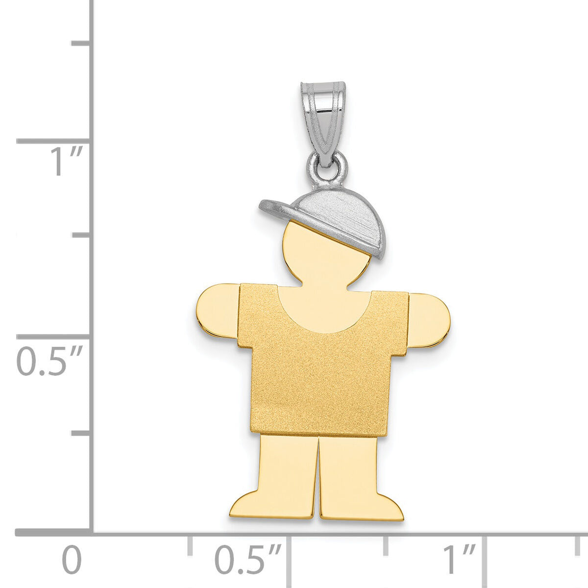 14k Two-Tone Large Boy with Hat on Right Engravable Charm-XK403