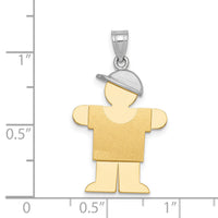 14k Two-Tone Large Boy with Hat on Right Engravable Charm-XK403