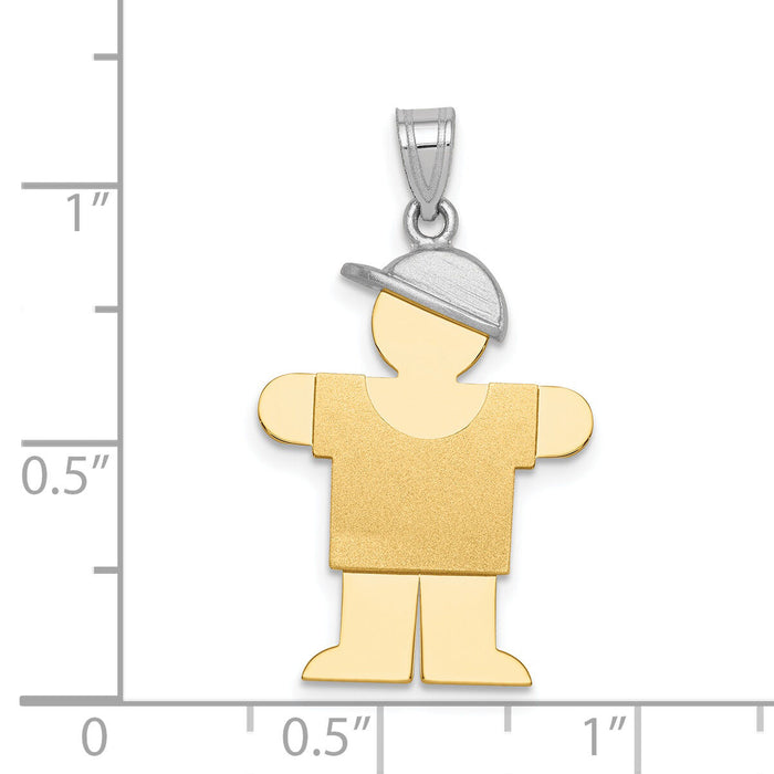 14k Two-Tone Large Boy with Hat on Right Engravable Charm-XK403