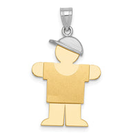 14k Two-Tone Large Boy with Hat on Right Engravable Charm-XK403