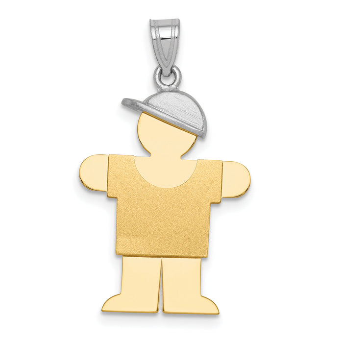 14k Two-Tone Large Boy with Hat on Right Engravable Charm-XK403