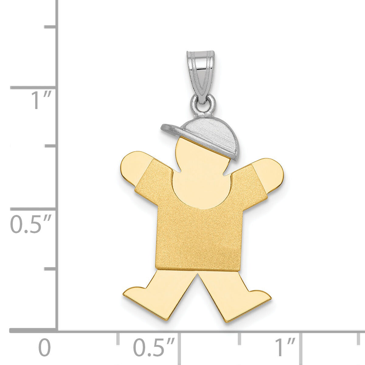 14k Two-Tone Large Boy with Hat on Right Engravable Charm-XK404