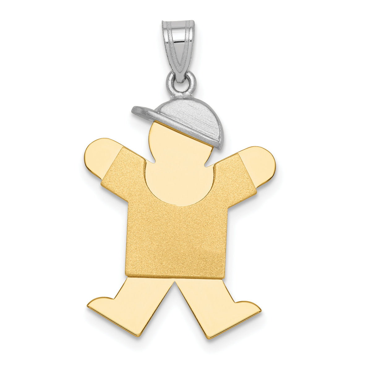 14k Two-Tone Large Boy with Hat on Right Engravable Charm-XK404