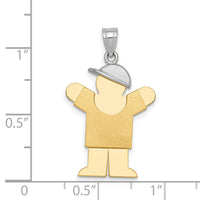 14k Two-Tone Large Boy with Hat on Right Engravable Charm-XK405