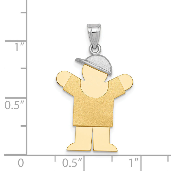 14k Two-Tone Large Boy with Hat on Right Engravable Charm-XK405