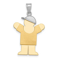 14k Two-Tone Large Boy with Hat on Right Engravable Charm-XK405