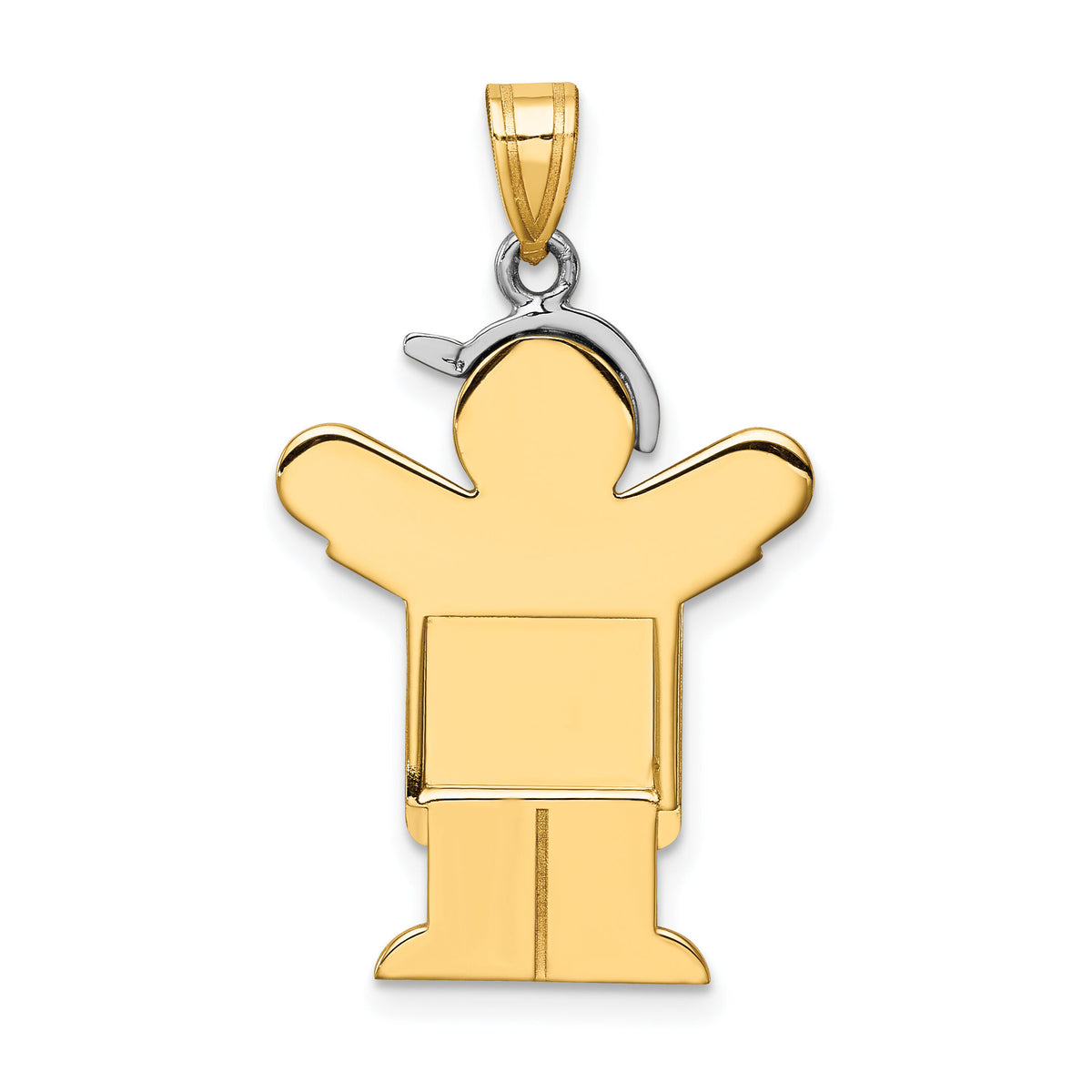 14k Two-Tone Large Boy with Hat on Left Engravable Charm-XK406