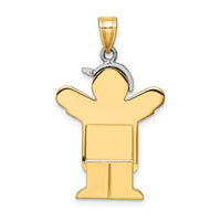 14k Two-Tone Large Boy with Hat on Left Engravable Charm-XK406