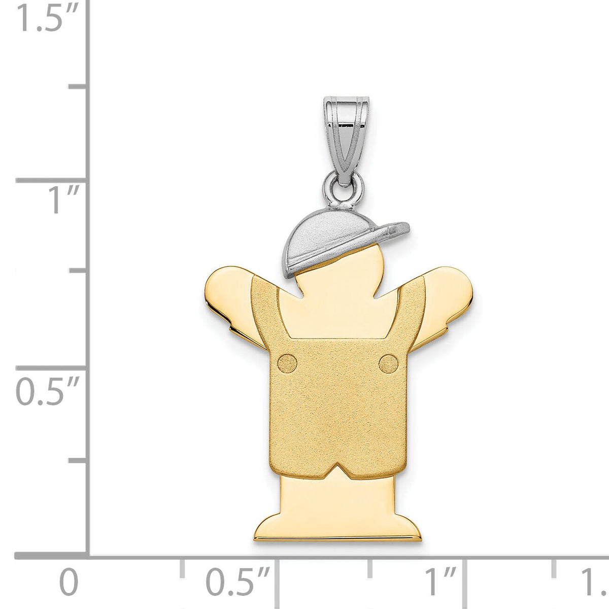 14k Two-Tone Large Boy with Hat on Left Engravable Charm-XK406