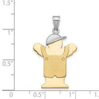 14k Two-Tone Large Boy with Hat on Left Engravable Charm-XK406