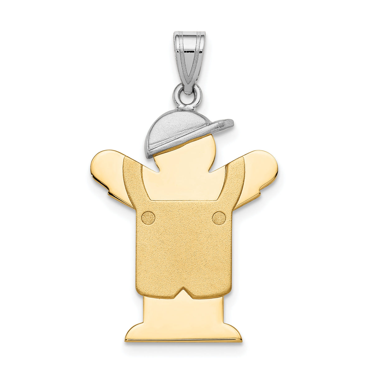 14k Two-Tone Large Boy with Hat on Left Engravable Charm-XK406