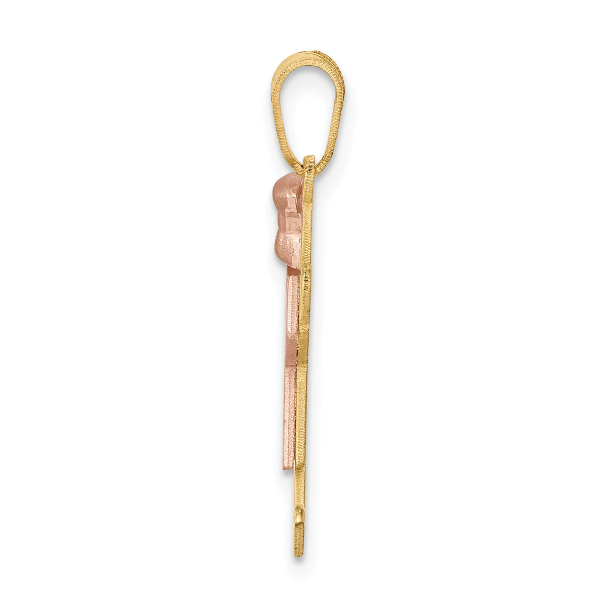 14k Two-Tone Small Girl with Bow on Left Engravable Charm-XK408