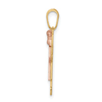 14k Two-Tone Small Girl with Bow on Left Engravable Charm-XK408