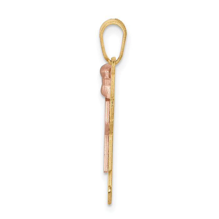 14k Two-Tone Small Girl with Bow on Left Engravable Charm-XK408