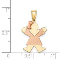14k Two-Tone Small Girl with Bow on Left Engravable Charm-XK408