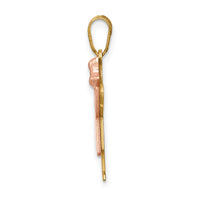 14k Two-Tone Small Girl with Bow on Right Engravable Charm-XK409