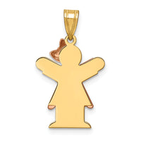 14k Two-Tone Small Girl with Bow on Right Engravable Charm-XK409