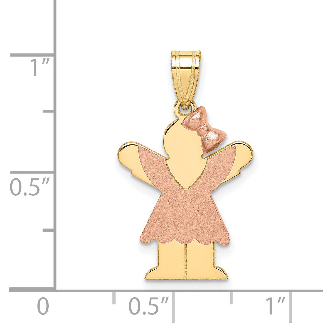 14k Two-Tone Small Girl with Bow on Right Engravable Charm-XK409