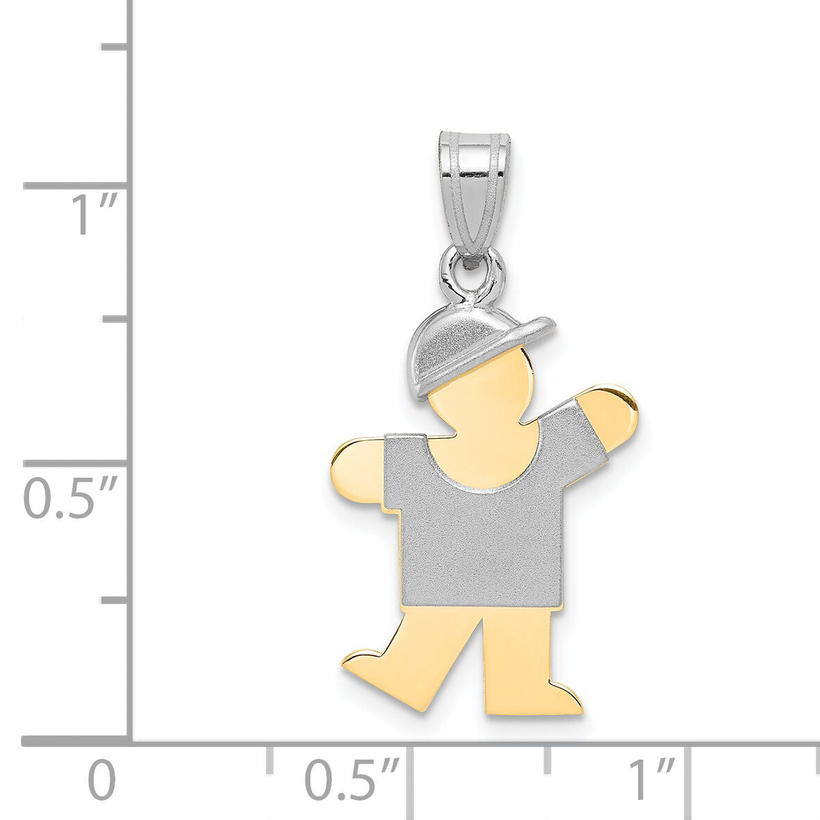 14k Two-Tone Small Boy with Hat on Left Engravable Charm-XK410