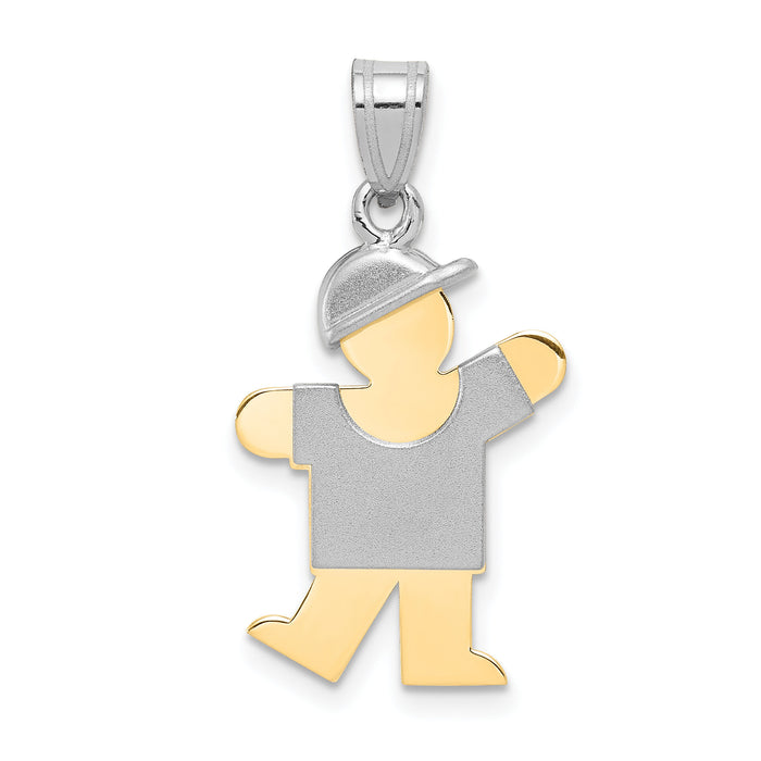 14k Two-Tone Small Boy with Hat on Left Engravable Charm-XK410