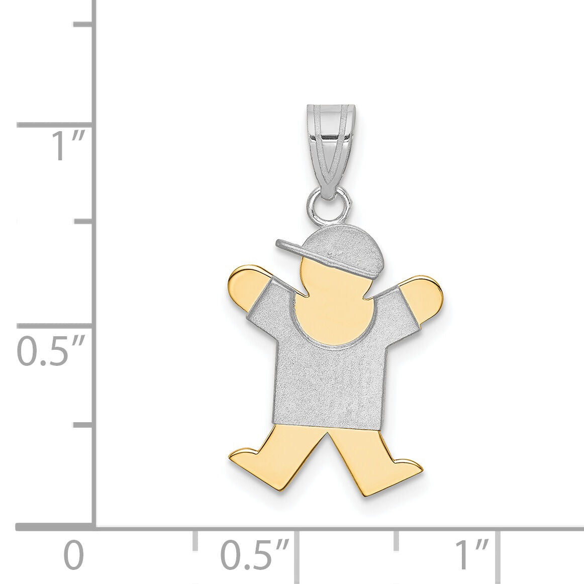 14k Two-Tone Small Boy with Hat on Right Engravable Charm-XK411