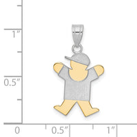 14k Two-Tone Small Boy with Hat on Right Engravable Charm-XK411