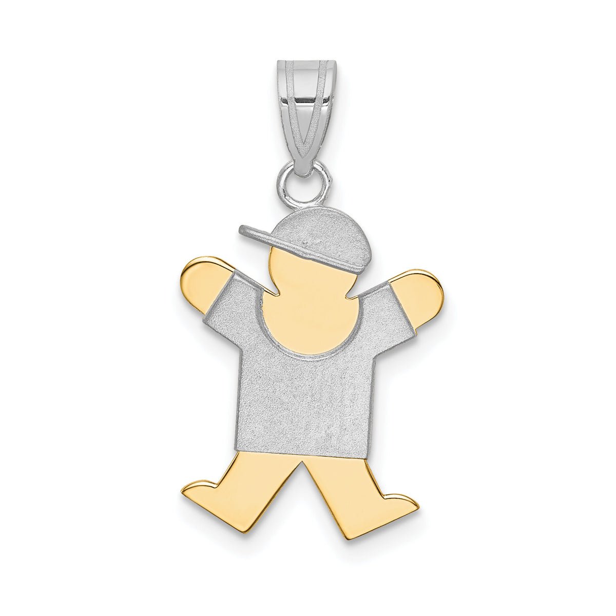 14k Two-Tone Small Boy with Hat on Right Engravable Charm-XK411