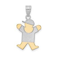 14k Two-Tone Small Boy with Hat on Right Engravable Charm-XK411