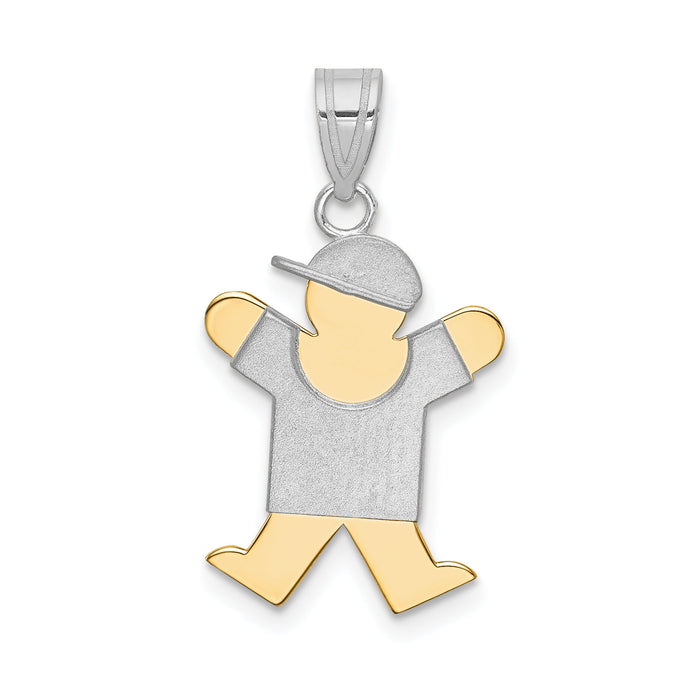 14k Two-Tone Small Boy with Hat on Right Engravable Charm-XK411