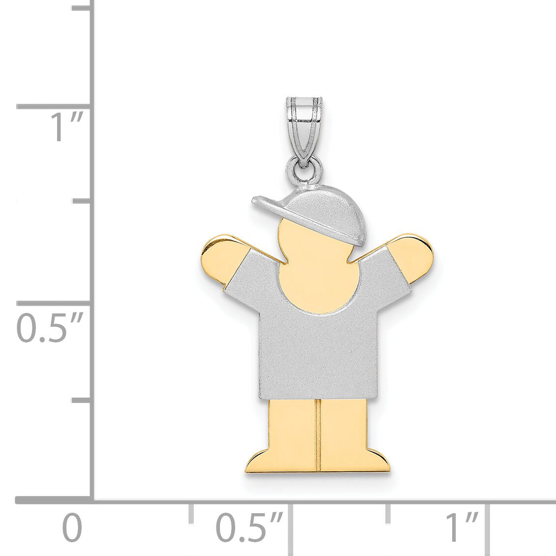 14k Two-Tone Small Boy with Hat on Right Engravable Charm-XK412