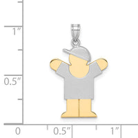 14k Two-Tone Small Boy with Hat on Right Engravable Charm-XK412