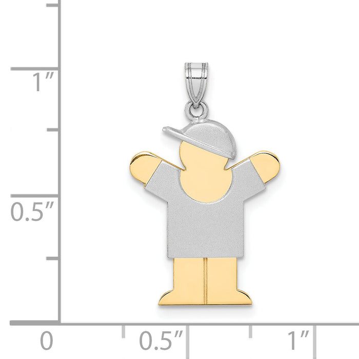 14k Two-Tone Small Boy with Hat on Right Engravable Charm-XK412