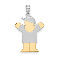 14k Two-Tone Small Boy with Hat on Right Engravable Charm-XK412