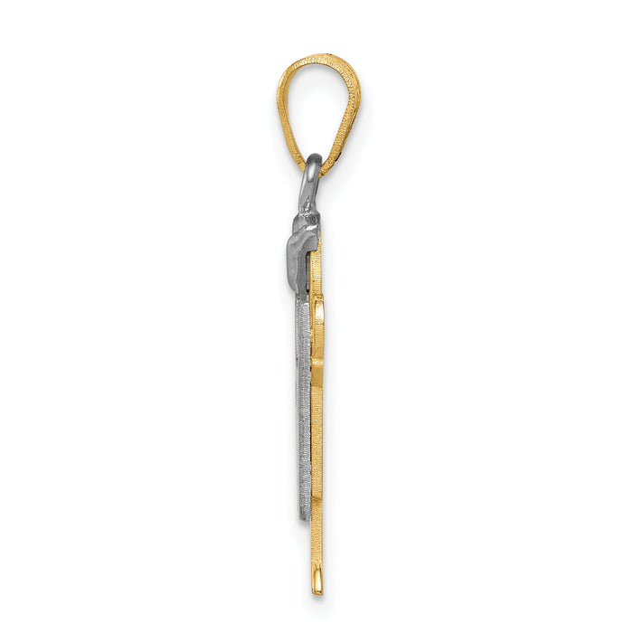 14k Two-Tone Small Boy with Hat on Left Engravable Charm-XK413