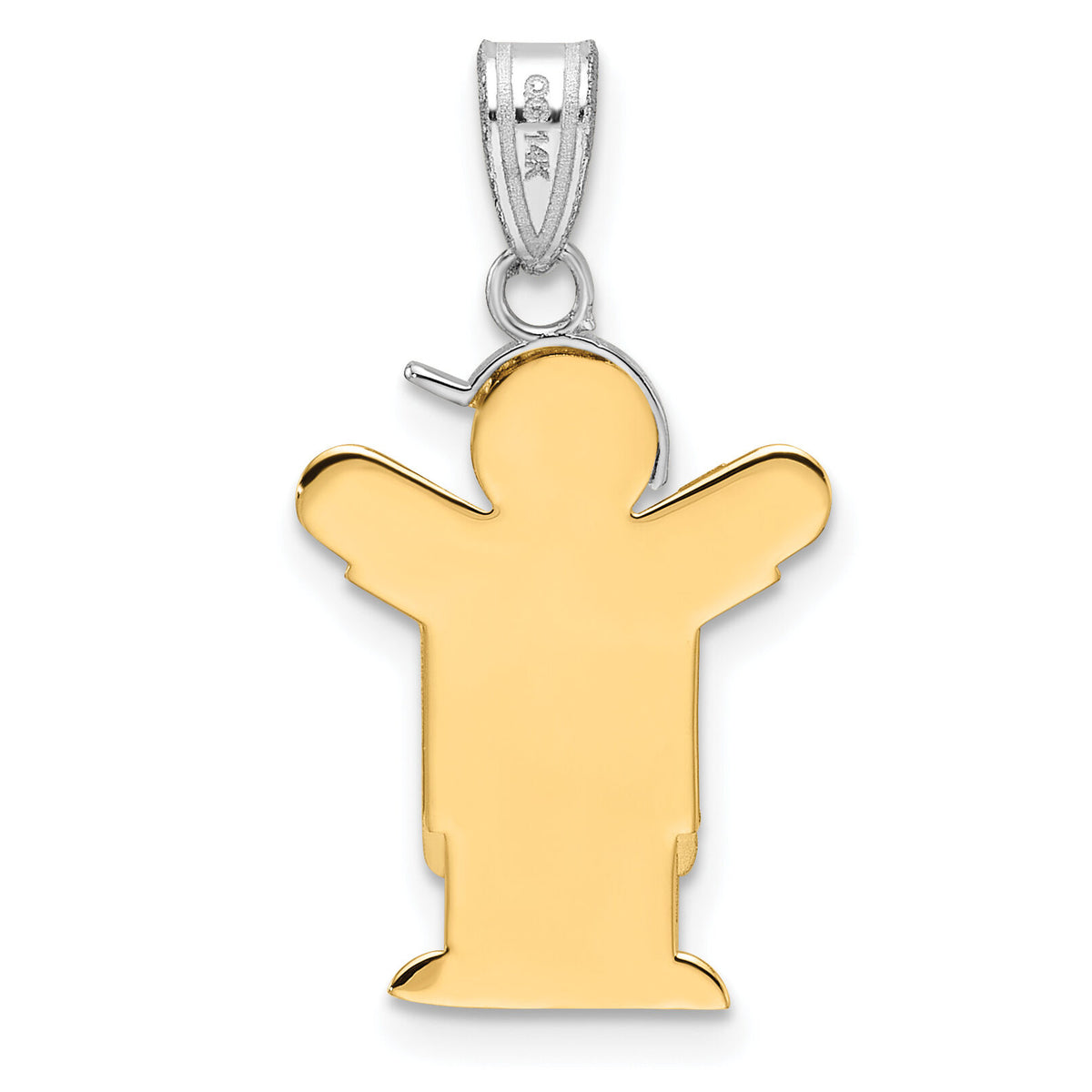 14k Two-Tone Small Boy with Hat on Left Engravable Charm-XK413