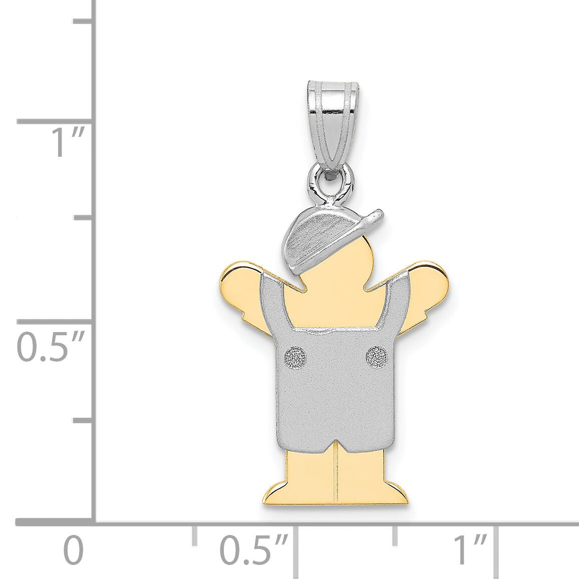 14k Two-Tone Small Boy with Hat on Left Engravable Charm-XK413