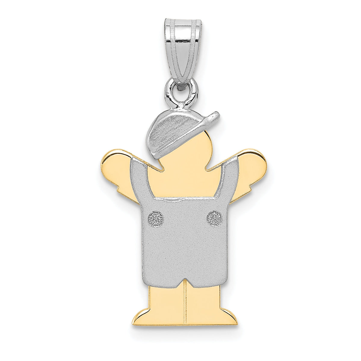14k Two-Tone Small Boy with Hat on Left Engravable Charm-XK413