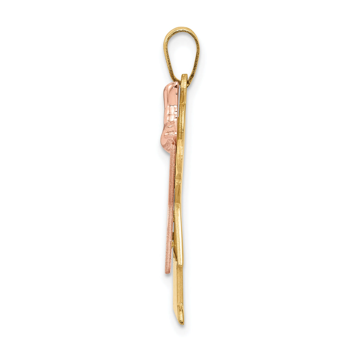 14k Two-Tone Large Girl with Bow on Right Engravable Charm-XK414