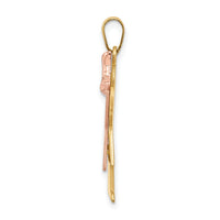 14k Two-Tone Large Girl with Bow on Right Engravable Charm-XK414