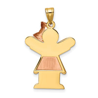 14k Two-Tone Large Girl with Bow on Right Engravable Charm-XK414