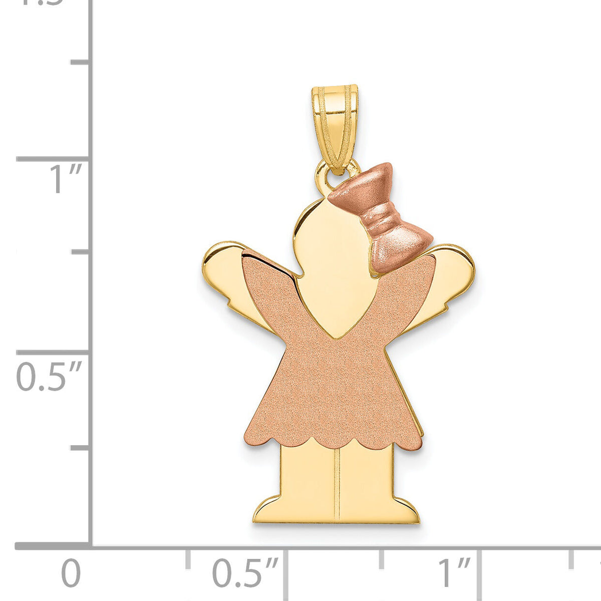14k Two-Tone Large Girl with Bow on Right Engravable Charm-XK414