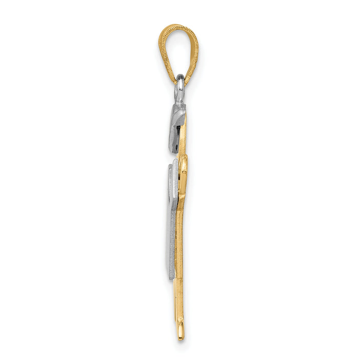 14k Two-Tone Large Boy with Hat on Left Engravable Charm-XK415