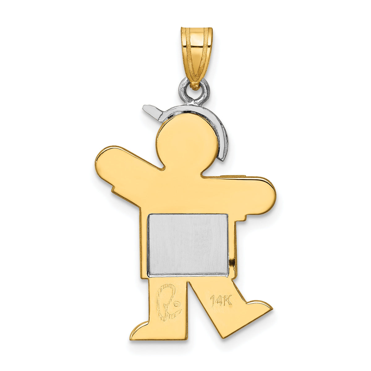 14k Two-Tone Large Boy with Hat on Left Engravable Charm-XK415