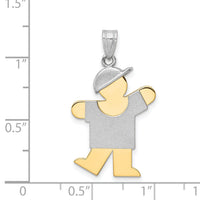 14k Two-Tone Large Boy with Hat on Left Engravable Charm-XK415