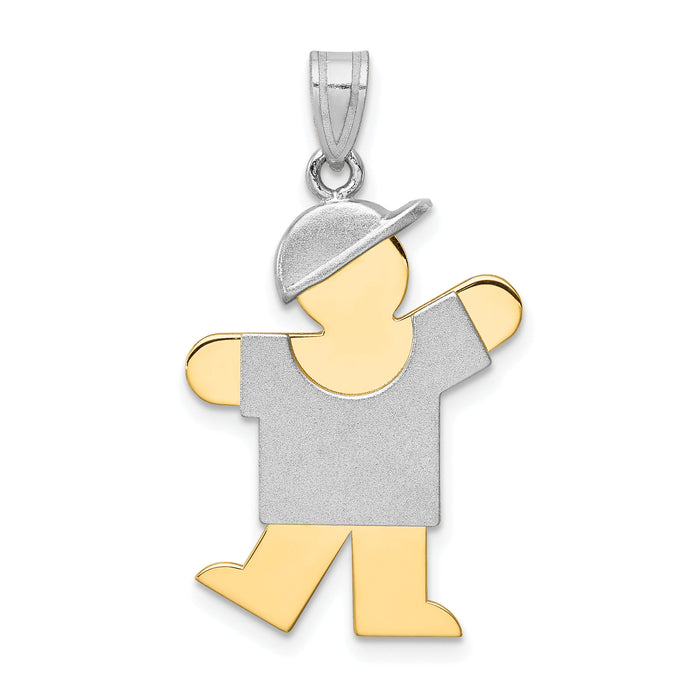 14k Two-Tone Large Boy with Hat on Left Engravable Charm-XK415