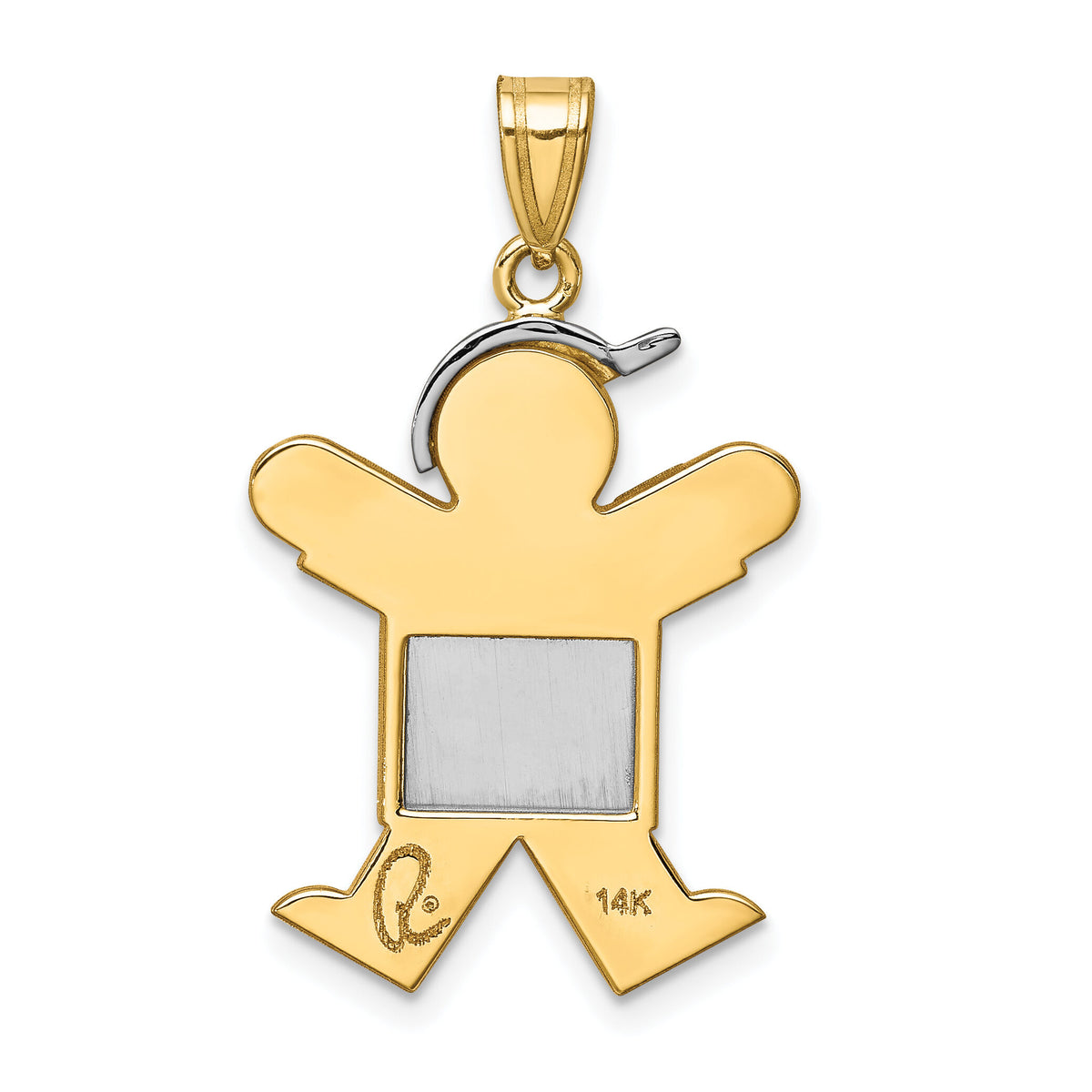 14k Two-Tone Large Boy with Hat on Right Engravable Charm-XK416