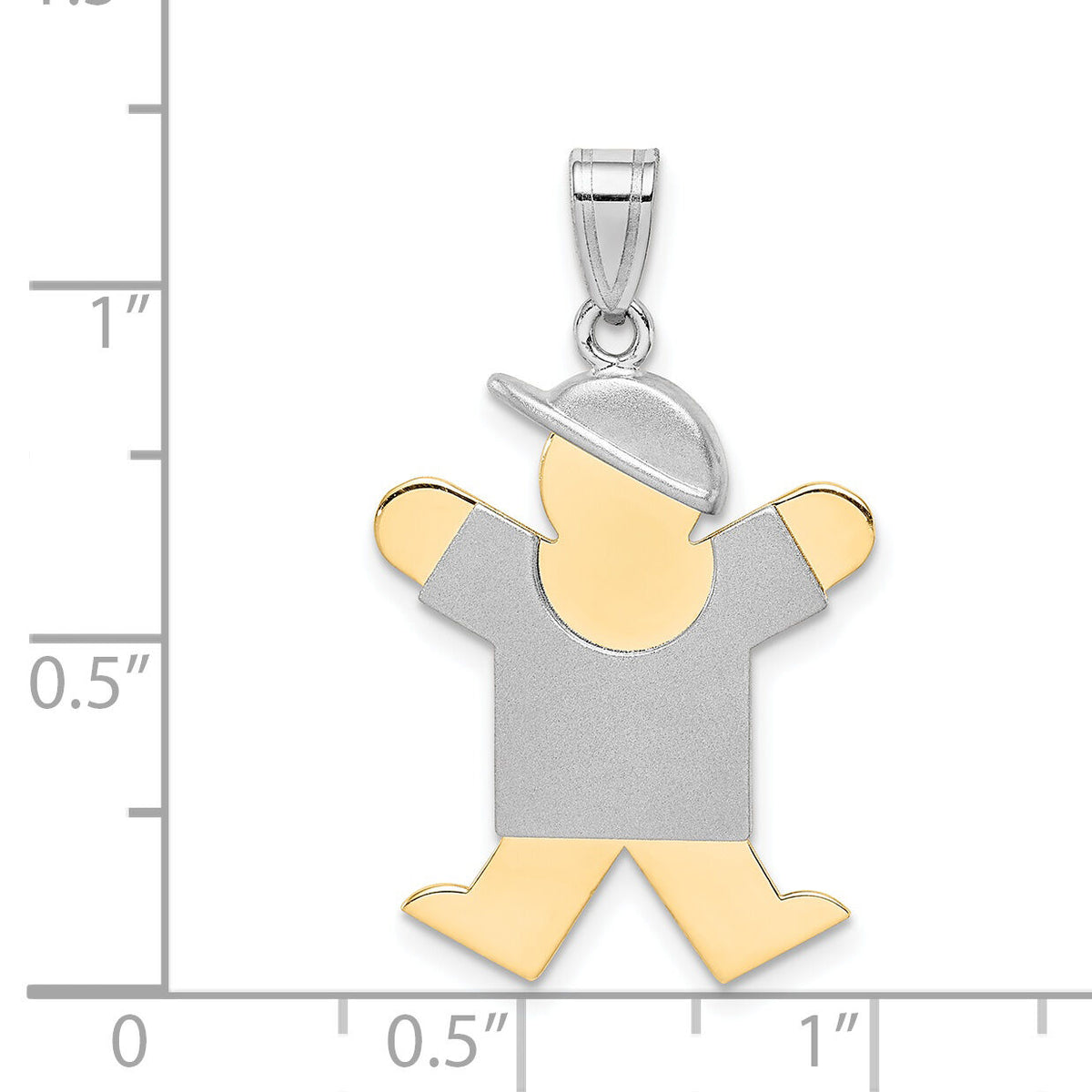 14k Two-Tone Large Boy with Hat on Right Engravable Charm-XK416