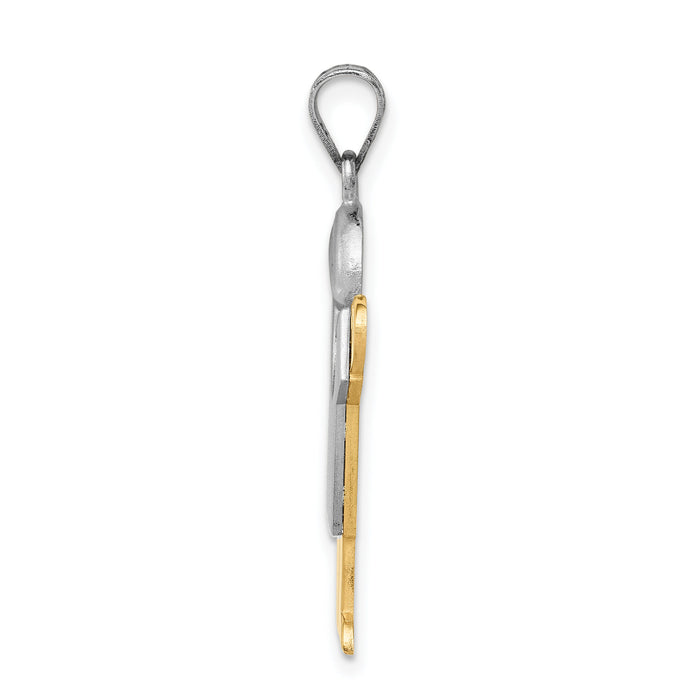 14k Two-Tone Large Boy with Hat on Right Engravable Charm-XK417